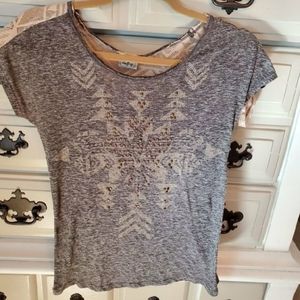 Lace back studded tee